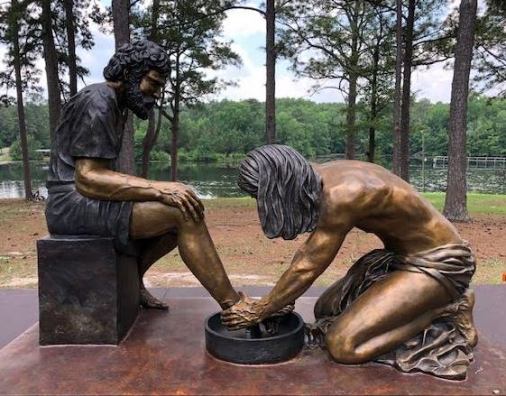 Jesus bronze sculpture washing feet