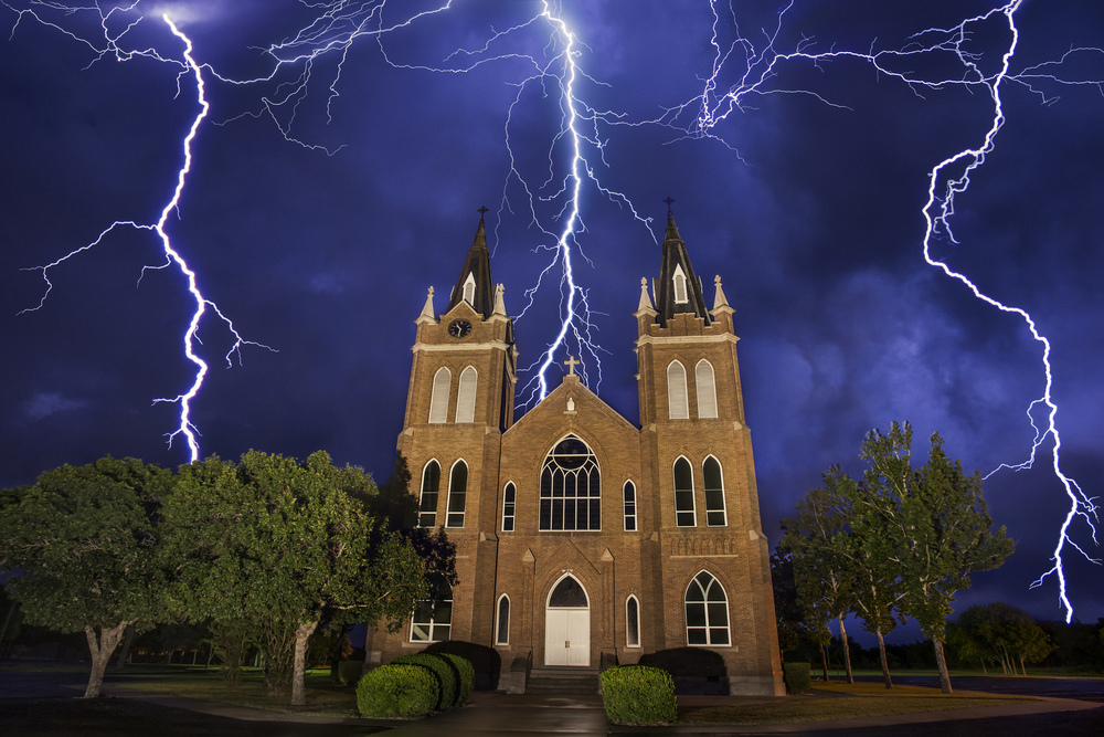 thunderstorm church